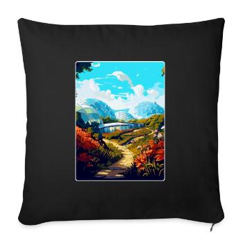 Eden Project England Uk Travel Poster Souvenir WPA - Sofa pillowcase 17,3'' x 17,3'' (45 x 45 cm) - black - Front