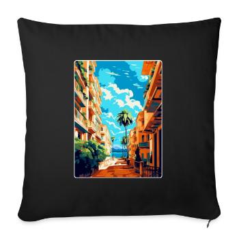 Malaga Espagne Affiche de voyage vintage WPA Souvenir - Housse de coussin décorative 45 x 45 cm - noir - Devant