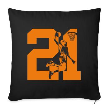 NUMMER 21 BASKETBALL 21. GEBURTSTAG - Sofakissenbezug 45 x 45 cm - Schwarz - Vorne