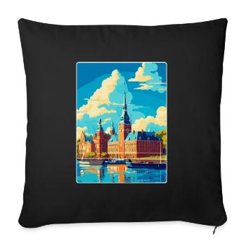 Helsingborg Sweden Vintage Travel Poster Souvenir - Sofa pillowcase 17,3'' x 17,3'' (45 x 45 cm) - black - Front