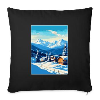 Kitzbühel Autriche Affiche de voyage vintage souvenir - Housse de coussin décorative 45 x 45 cm - noir - Devant