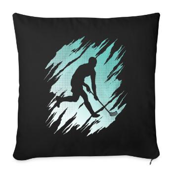 Floorballspieler Unihockey Spieler Floorball - Sofakissenbezug 45 x 45 cm - Schwarz - Vorne