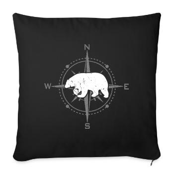 Boussole avec ours polaire | Pays du Nord - Housse de coussin décorative 45 x 45 cm - noir - Devant