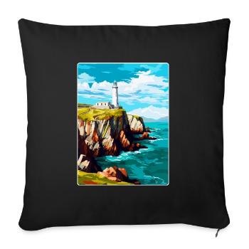South Stack Cliffs Anglesey Vintage Reiseposter - Sofakissenbezug 45 x 45 cm - Schwarz - Vorne