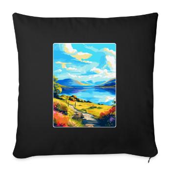 Loch Lomond National Park Travel Poster Souvenir - Sofa pillowcase 17,3'' x 17,3'' (45 x 45 cm) - black - Front