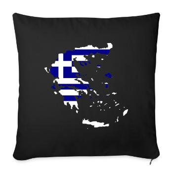 Greece Flag Map - Sofa pillowcase 17,3'' x 17,3'' (45 x 45 cm) - black - Front