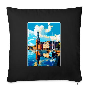 Helsingborg Sweden Vintage Travel Poster Souvenir - Sofa pillowcase 17,3'' x 17,3'' (45 x 45 cm) - black - Front