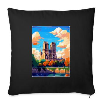 Notre Dame Frankreich Vintage Reiseplakat Souvenir - Sofakissenbezug 45 x 45 cm - Schwarz - Vorne