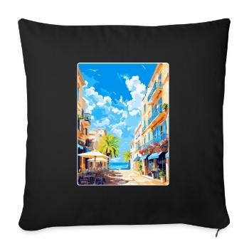 Palma De Mallorca Spain Vintage Travel Poster WPA - Sofa pillowcase 17,3'' x 17,3'' (45 x 45 cm) - black - Front