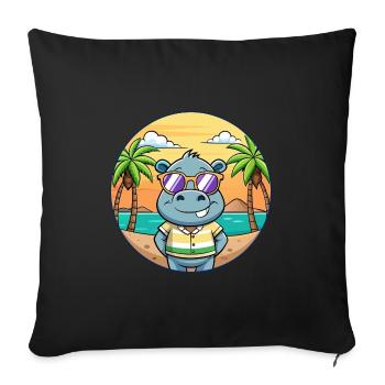 Hippo Lustige Cartoon Sommer Strand Sonnenbrille - Sofakissenbezug 45 x 45 cm - Schwarz - Vorne