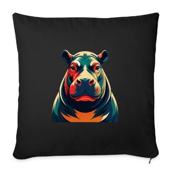 Hippo Cartoon Character Colorful Pet Animal - Sofa pillowcase 17,3'' x 17,3'' (45 x 45 cm) - black - Front