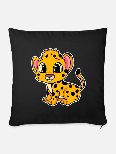 Baby Gepard - Sofakissenbezug 45 x 45 cm - Schwarz