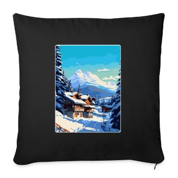 Megève France Affiche de voyage vintage WPA Souvenir - Housse de coussin décorative 45 x 45 cm - noir - Devant
