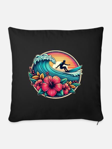 Surfer Logo 2 - Sofakissenbezug 45 x 45 cm - Schwarz