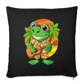 Lustiger Frosch Cartoon Sommer Strand Sonnenbrille Gitarre - Sofakissenbezug 45 x 45 cm - Schwarz - Vorne