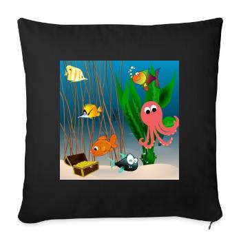 Marine life - Sofa pillowcase 17,3'' x 17,3'' (45 x 45 cm) - black - Front