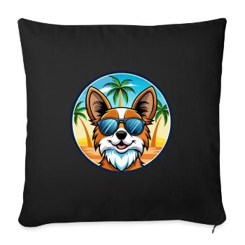 Papillon Hunderasse Cartoon Sonnenbrille Strand - Sofakissenbezug 45 x 45 cm - Schwarz - Vorne