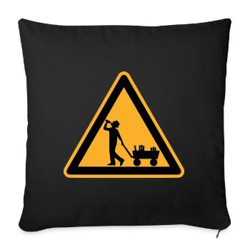Father's Day warning sign - Sofa pillowcase 17,3'' x 17,3'' (45 x 45 cm) - black - Front