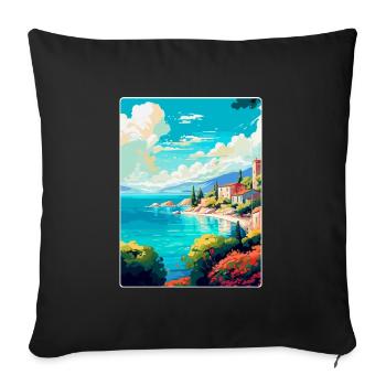 Insel Vis Kroatien Vintage Reiseplakat Souvenir - Sofakissenbezug 45 x 45 cm - Schwarz - Vorne