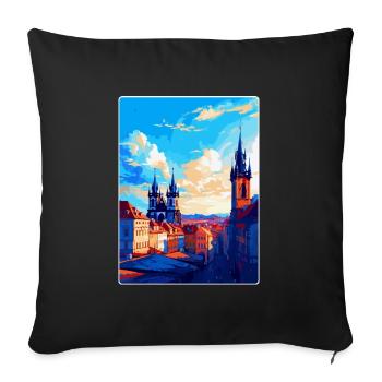 Prague Czech Republic Vintage Travel Poster WPA - Sofa pillowcase 17,3'' x 17,3'' (45 x 45 cm) - black - Front