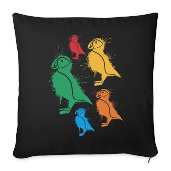Papageitaucher Puffins Mädchen Kinder Puffin - Sofakissenbezug 45 x 45 cm - Schwarz - Vorne