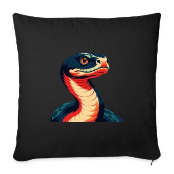Anaconda Zeichentrickfigur Buntes Haustier Tier - Sofakissenbezug 45 x 45 cm - Schwarz - Vorne