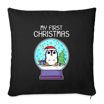 Mon premier bébé pingouin Noël Noël - Housse de coussin décorative 45 x 45 cm - noir - Devant