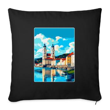 Passau Germany Vintage Travel Poster Souvenir WPA - Sofa pillowcase 17,3'' x 17,3'' (45 x 45 cm) - black - Front