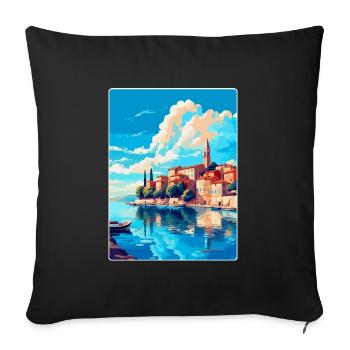 Novigrad Kroatien Vintage Reise Poster Souvenir - Sofakissenbezug 45 x 45 cm - Schwarz - Vorne