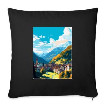Sion Switzerland Vintage Travel Poster Souvenir - Sofa pillowcase 17,3'' x 17,3'' (45 x 45 cm) - black - Front