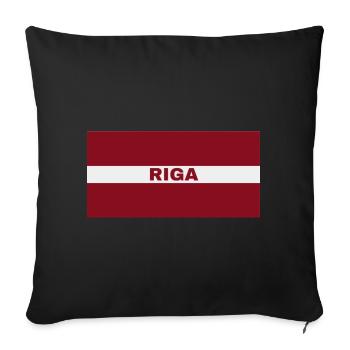 Riga en drapeau letton - Housse de coussin décorative 45 x 45 cm - noir - Devant