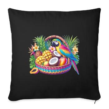 Fruit basket with parrot - Sofa pillowcase 17,3'' x 17,3'' (45 x 45 cm) - black - Front