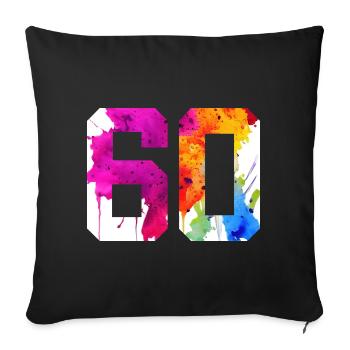 NUMBER 60 YEARS OLD 60TH BIRTHDAY - Sofa pillowcase 17,3'' x 17,3'' (45 x 45 cm) - black - Front