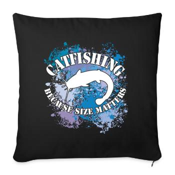 Poisson-chat Wels Waller sur des taches de couleur - Housse de coussin décorative 45 x 45 cm - noir - Devant