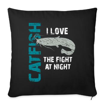 Pêche au poisson-chat Pêche sportive Poisson fort - Housse de coussin décorative 45 x 45 cm - noir - Devant