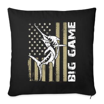 Marlin sauteur avec drapeau américain Pêche en haute mer - Housse de coussin décorative 45 x 45 cm - noir - Devant