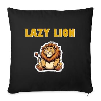 Dessin animé du Lion Paresseux - Housse de coussin décorative 45 x 45 cm - noir - Devant
