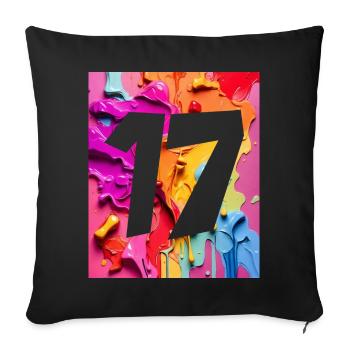 NR. 17 NUMMER 17 BUNT 17. GEBURTSTAG - Sofakissenbezug 45 x 45 cm - Schwarz - Vorne