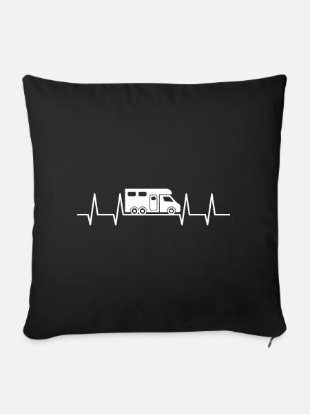 Herzschlag Wohnmobil - Sofakissenbezug 45 x 45 cm - Schwarz