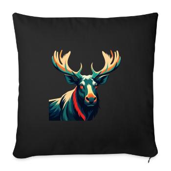 Elch Zeichentrickfigur Buntes Haustier Tier - Sofakissenbezug 45 x 45 cm - Schwarz - Vorne