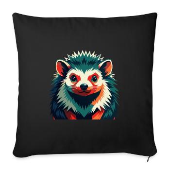 Igel Zeichentrickfigur Buntes Haustier Tier - Sofakissenbezug 45 x 45 cm - Schwarz - Vorne