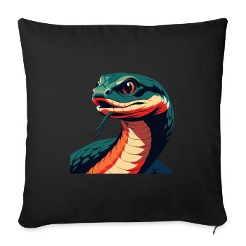 Serpent Dessin Animé Personnage Animal De Compagnie Coloré - Housse de coussin décorative 45 x 45 cm - noir - Devant