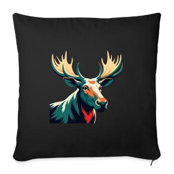 Elch Cartoon Figur Buntes Haustier Tier - Sofakissenbezug 45 x 45 cm - Schwarz - Vorne