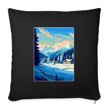 Kitzbühel Autriche Affiche de voyage vintage souvenir - Housse de coussin décorative 45 x 45 cm - noir - Devant