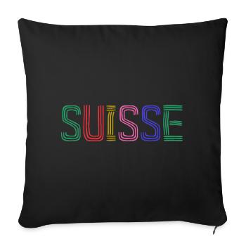 SUISSE. PAYS. GENEVE. HUMOUR. DRAPEAU. GENEVE - Housse de coussin décorative 45 x 45 cm - noir - Devant