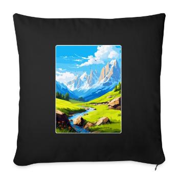 Picos De Europa National Park Spain Travel Poster - Sofa pillowcase 17,3'' x 17,3'' (45 x 45 cm) - black - Front