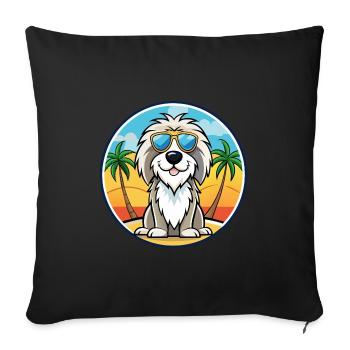 Picardie Schäferhund Rasse Cartoon Sonnenbrille Strand - Sofakissenbezug 45 x 45 cm - Schwarz - Vorne