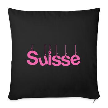 SUISSE. PAYS. GENEVE. SUISSE. HUMOUR - Housse de coussin décorative 45 x 45 cm - noir - Devant