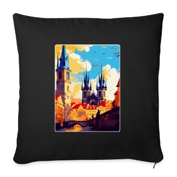 Prague Czech Republic Vintage Travel Poster WPA - Sofa pillowcase 17,3'' x 17,3'' (45 x 45 cm) - black - Front