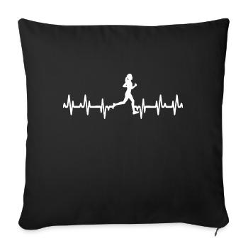 T-shirt Women Running Heartbeat - Sofa pillowcase 17,3'' x 17,3'' (45 x 45 cm) - black - Front